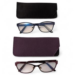BLUE LIGHT Reading Glasses Set 1.5 Beetroot Navy Metal Frames